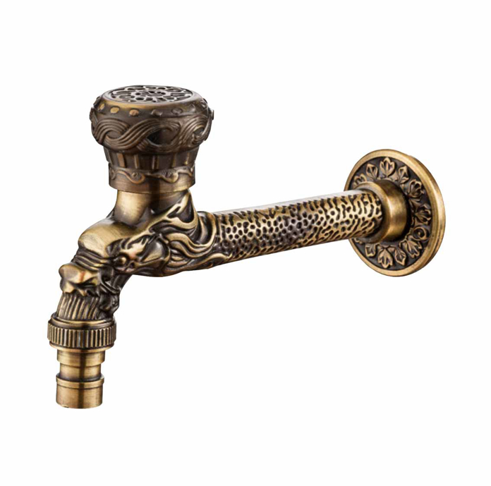 Bronzana ukrasna baštenska slavina 1/2 sa reljefnim dizajnom i keramičkom virblom